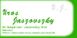 uros jaszovszky business card